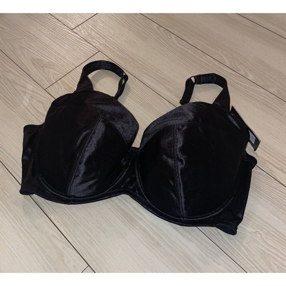 Frederick's of Hollywood Va Va Voom Satin Bra Padded UW Womens 40F Black New Nwt - Picture 1 of 6